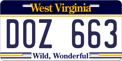 WV license plate DOZ663