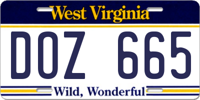 WV license plate DOZ665