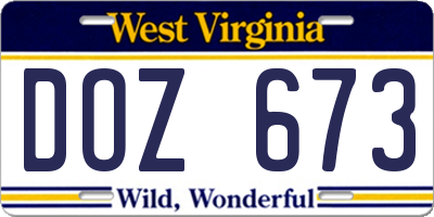 WV license plate DOZ673