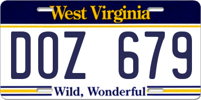 WV license plate DOZ679