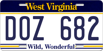 WV license plate DOZ682