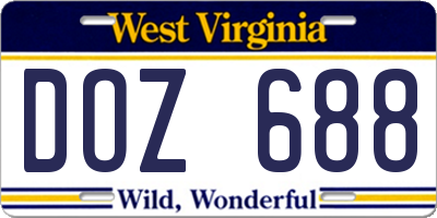 WV license plate DOZ688