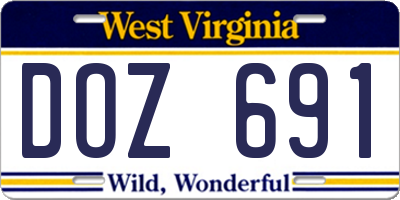 WV license plate DOZ691