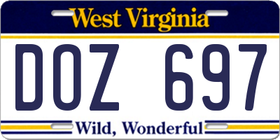 WV license plate DOZ697