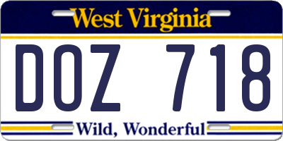 WV license plate DOZ718