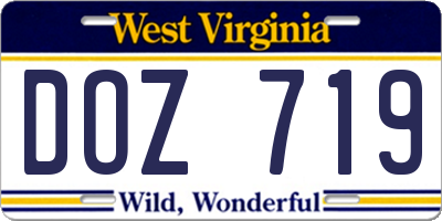 WV license plate DOZ719