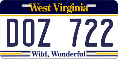 WV license plate DOZ722