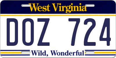 WV license plate DOZ724