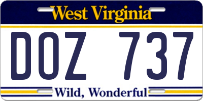 WV license plate DOZ737