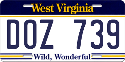 WV license plate DOZ739