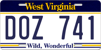 WV license plate DOZ741