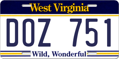 WV license plate DOZ751