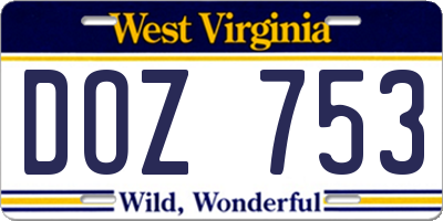 WV license plate DOZ753