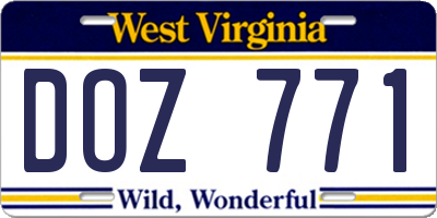WV license plate DOZ771