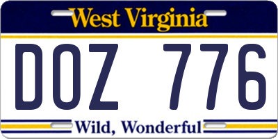 WV license plate DOZ776