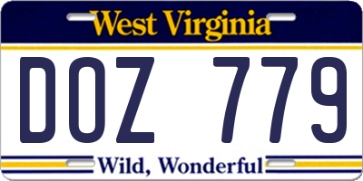 WV license plate DOZ779