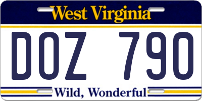 WV license plate DOZ790