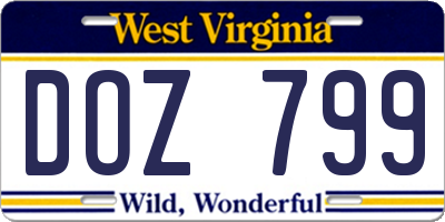 WV license plate DOZ799