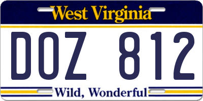 WV license plate DOZ812