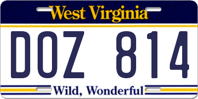 WV license plate DOZ814