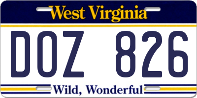 WV license plate DOZ826