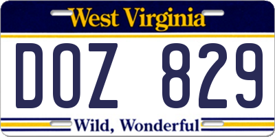 WV license plate DOZ829