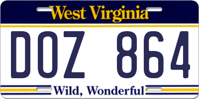 WV license plate DOZ864