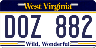 WV license plate DOZ882