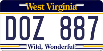 WV license plate DOZ887