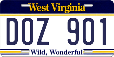 WV license plate DOZ901