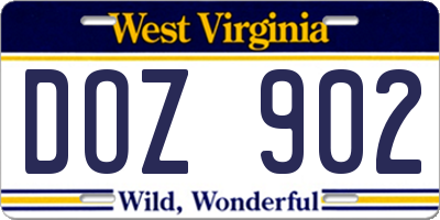 WV license plate DOZ902