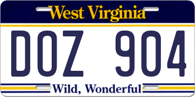 WV license plate DOZ904