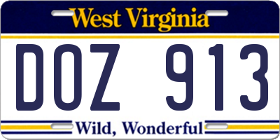 WV license plate DOZ913