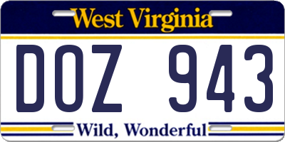 WV license plate DOZ943