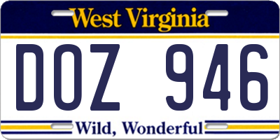 WV license plate DOZ946