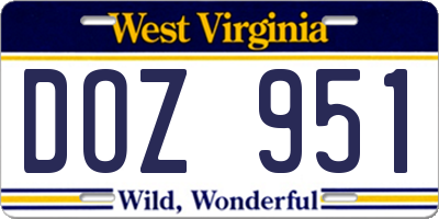 WV license plate DOZ951