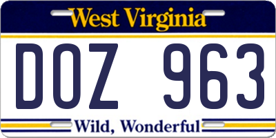 WV license plate DOZ963