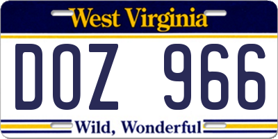 WV license plate DOZ966