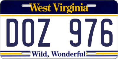 WV license plate DOZ976