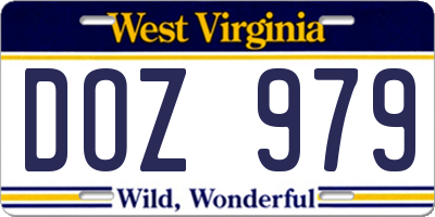 WV license plate DOZ979