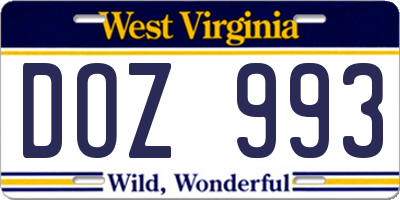 WV license plate DOZ993