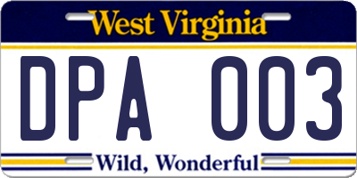 WV license plate DPA003
