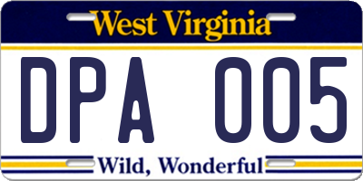 WV license plate DPA005