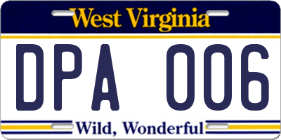 WV license plate DPA006
