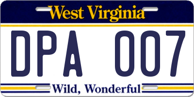 WV license plate DPA007