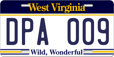 WV license plate DPA009