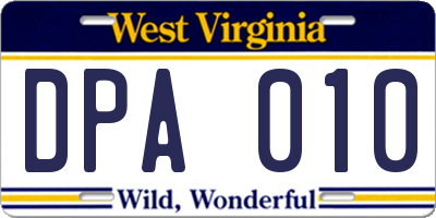 WV license plate DPA010