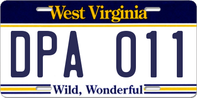 WV license plate DPA011