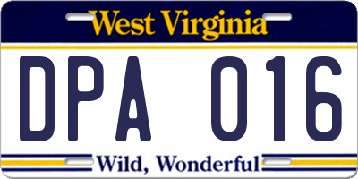 WV license plate DPA016