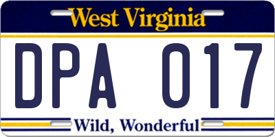 WV license plate DPA017